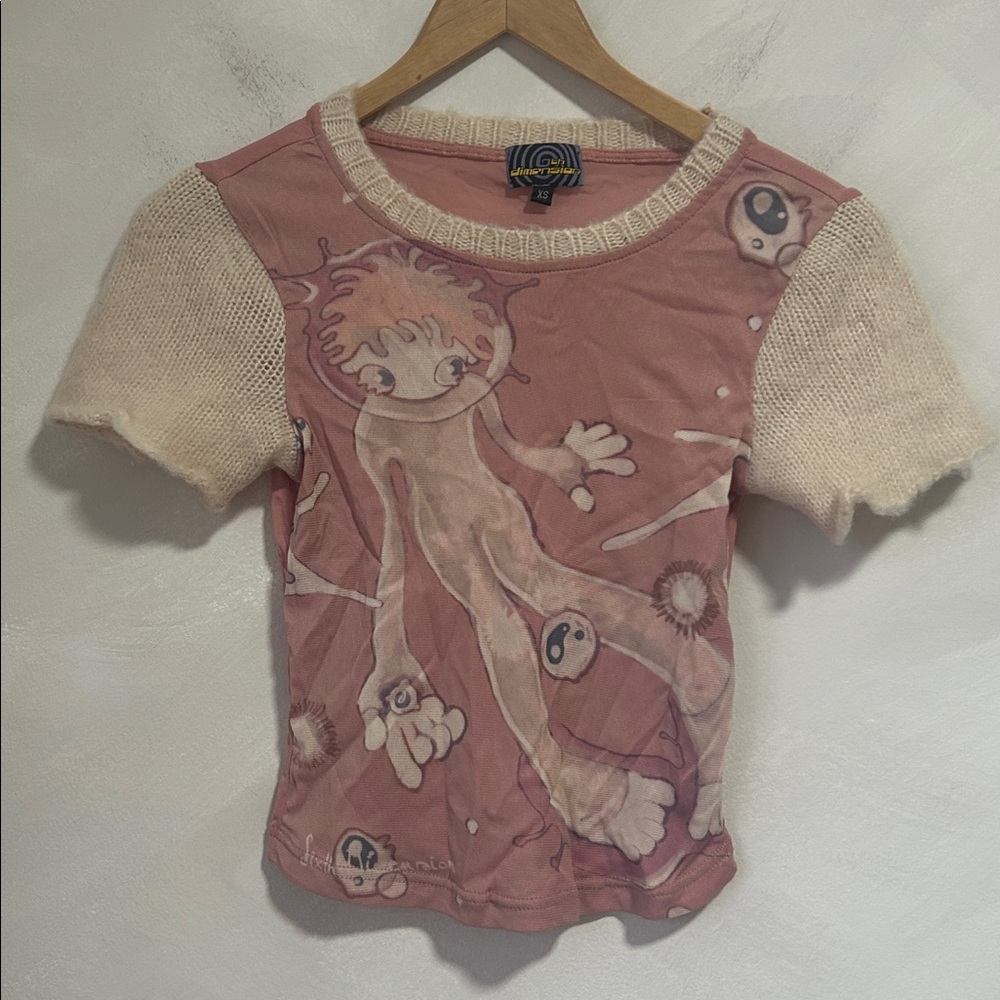 Sixth Dimension Lulu in Space Mesh Baby Tee pink XS - Picture 3 of 10